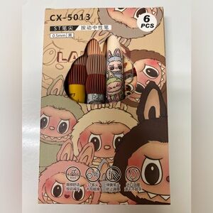 6-piece Labubu-themed gel pen set